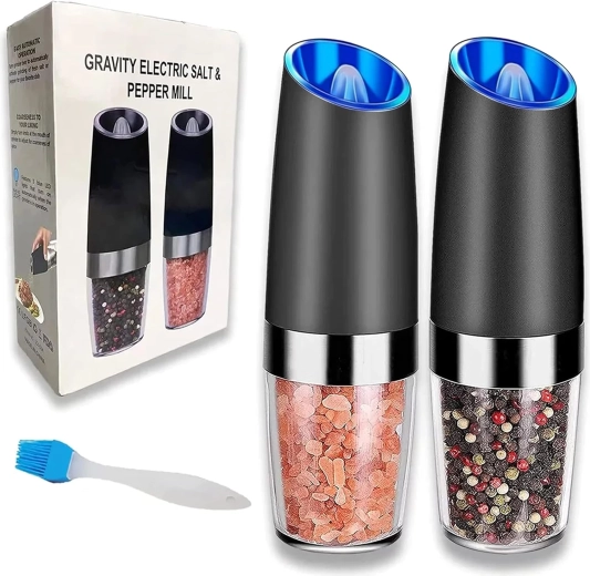 Komplet 2 električnih gravitacijskih mlinčkov za sol, poper in začimbe