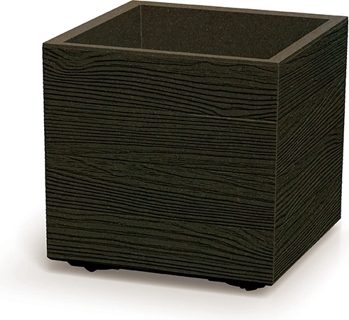 Plastični lonček za rože Madera Square Eco Wood 38,5 × 38,5 × 37 cm, kavna barva