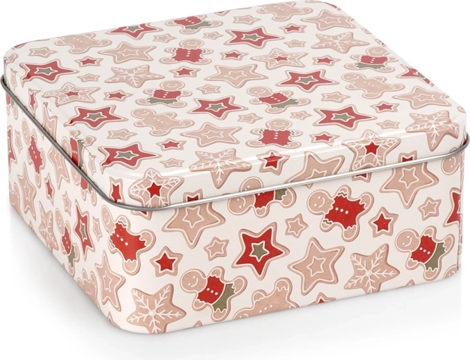Kovinska božična škatla za piškote 15 × 15 × 6,5 cm