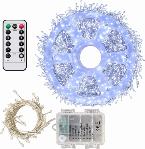 LED light string 50 LEDs, 1.5 m, cool white with remote control