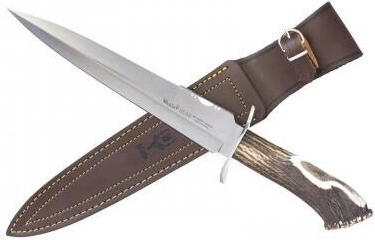 Muela Bear velik lovski nož 24 cm, jelenov rog, usnjeno etui