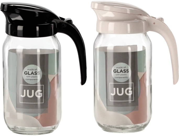 Stekleni vrč 1 l Renga s pokrovom in ergonomskim ročajem