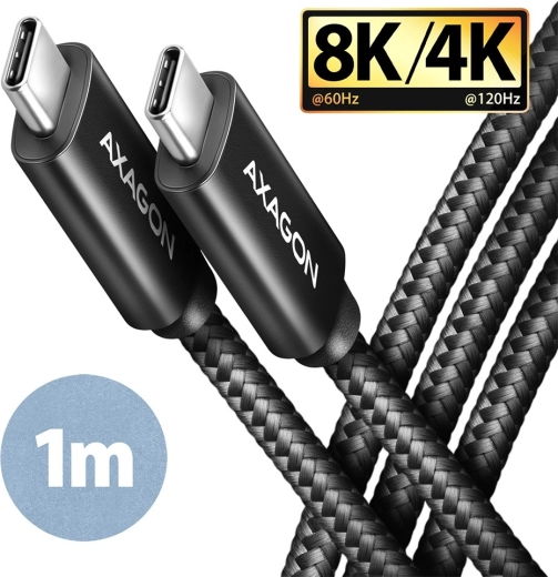 Kabel USB‑C – USB‑C, USB4 Gen 3x2 1 m, PD 100 W, 8K HD, ALU, pleten črn