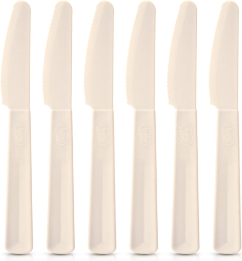 Plastični namizni noži kremni SANDY, 6 kos