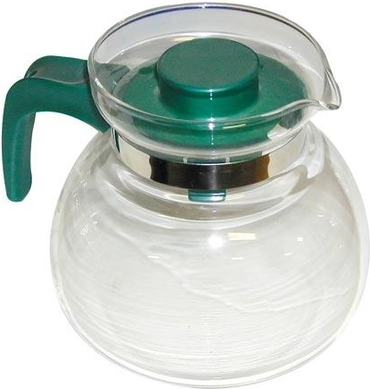 Steklena čajna čajnik Svatava 1,5 l s plastičnim pokrovom in ročajem