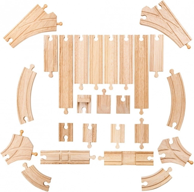 BIGJIGS RAIL lesene tirnice, 25-delni komplet