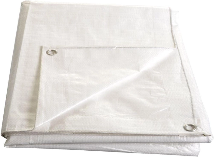 Bela kašírirana ponjava z očesi 4 × 5 m, 140 g/m²