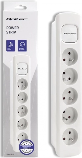 Električni razdelilnik s 5 vtičnicami Bela