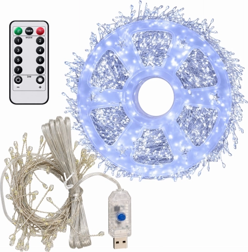 LED Light String 3 m, 100 LEDs, Cool White, USB with Remote Control