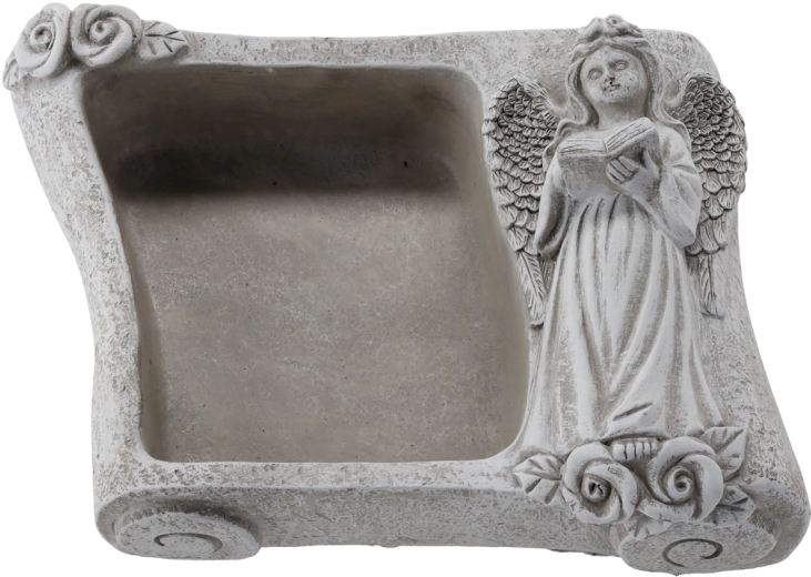 Cementna cvetlična skleda z angelom – siva knjiga 25 × 18,5 × 9,5 cm