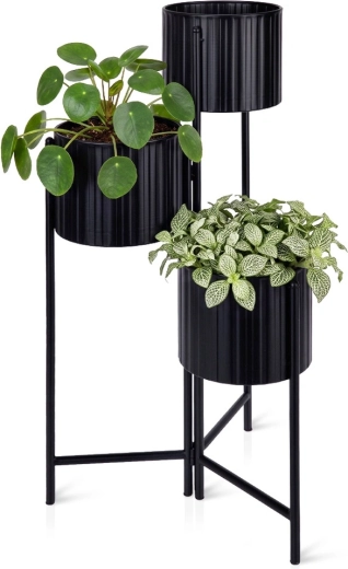 Black metal 3-tier plant stand 39 × 29 × 68 cm