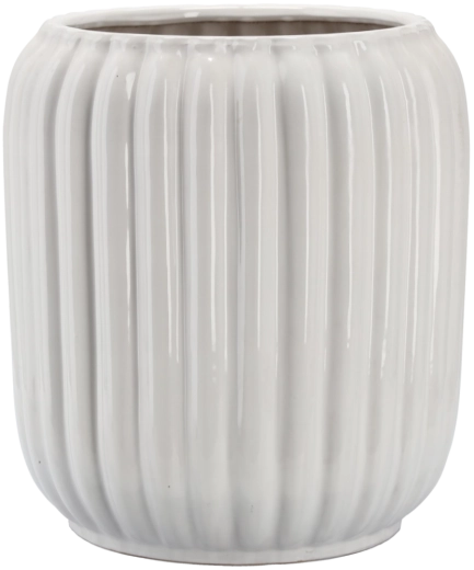 Keramični okrasni lonček za rože 40 × 40 × 44 cm bel z reliefnim vzorcem