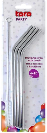 Stainless Steel Straws Eco Set 4 pcs + Cleaning Brush