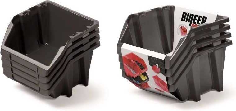 Set of Bineer Short storage boxes, 4 pcs, 272 × 238 × 236 mm, black