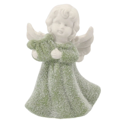 Decorative green angel figurine, assorted designs - 1 piece