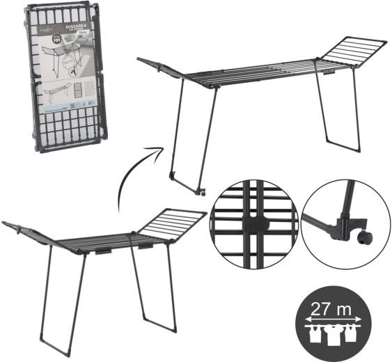 Stojalo za sušenje perila Diana z dvema držaloma za nogavice, nastavljiva dolžina