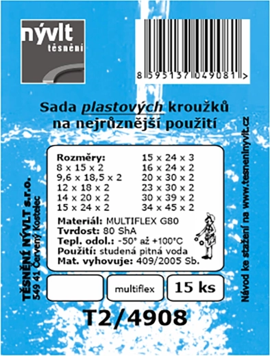 Set plastičnih tesnilnih obročev MULTIFLEX G80, 15 kos