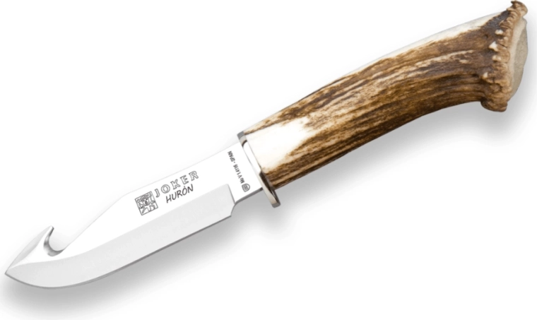 JOKER CN74 lovski nož Desollador Huron 11 cm, rog, usnjeno tok