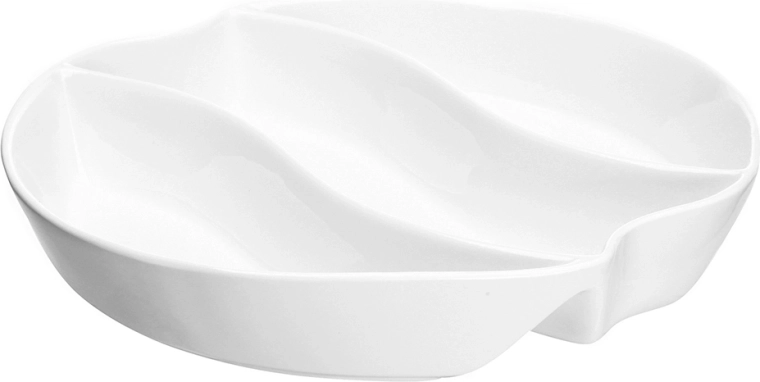 Deljen porcelanast servirni krožnik 25 cm, 3 predelki