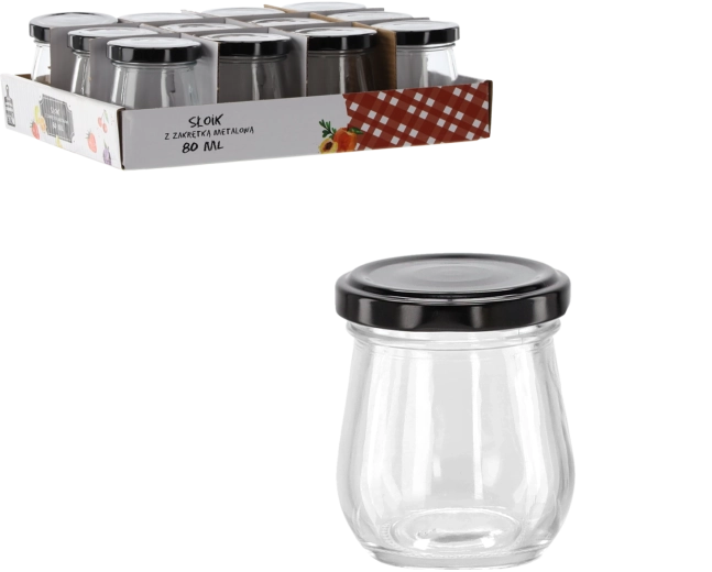 Steklena doza 80 ml s črnim kovinskim pokrovčkom