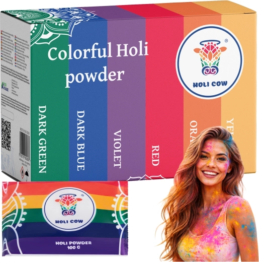 Colorful Holi powder Holi Cow set 6×100 g