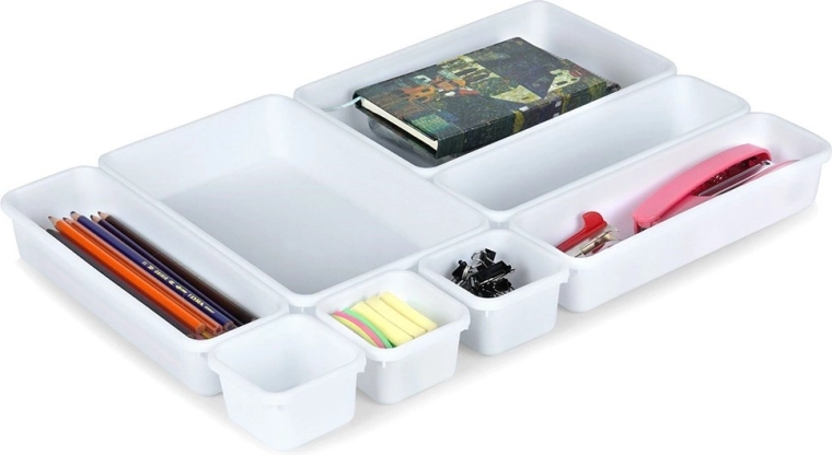 Modularni beli organizator za predal, komplet 8 kosov