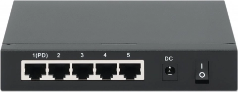 gigabitno 5-portno stikalo PoE+ s posredovanjem PoE, napajanje prek PoE ali AC, 68 W