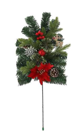 Božična dekorativna veja s poinsettio 60 cm rdeča