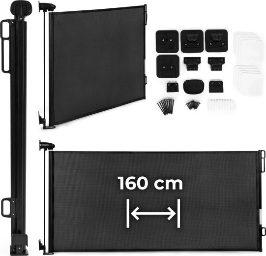 Retractable safety gate for stairs and doors 160 cm black ecotoys