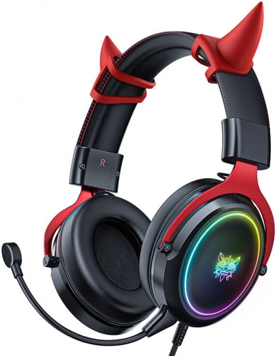 Igralne slušalke Onikuma X10 črno‑rdeče z RGB in odstranljivim mikrofonom