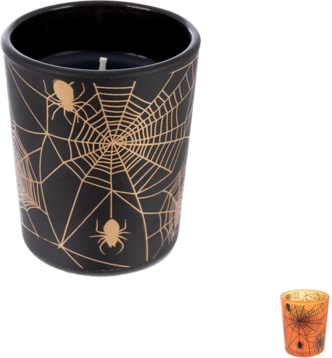 Scented candle in a glass jar Halloween mix with spiderweb motif - 1 piece