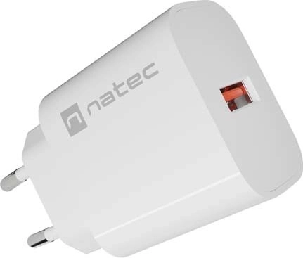 Natec Ribera omrežni polnilnik 1× USB-A 18 W bel