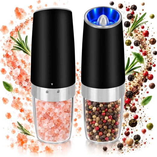 Električni gravitacijski mlinček za sol in poper Zortiva – 2 kosa