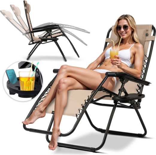 Zložljiv vrtni ležalnik s podložkom Sofotel ChillWell bež