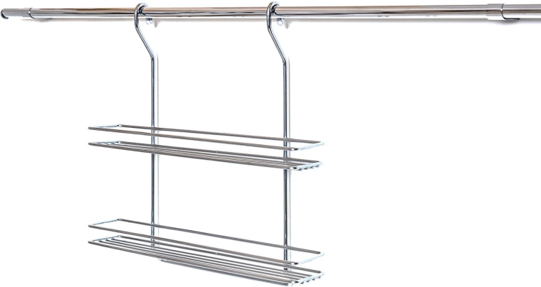 Viseča dvonadstropna polica iz kromiranega jekla 37 × 37 × 9 cm