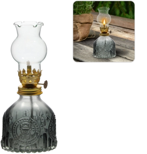 Steklena petrolejska svetilka 17,5 cm