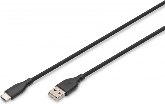 Silikonski povezovalni kabel USB-A – USB-C, USB 2.0, 60 W, 1 m črn