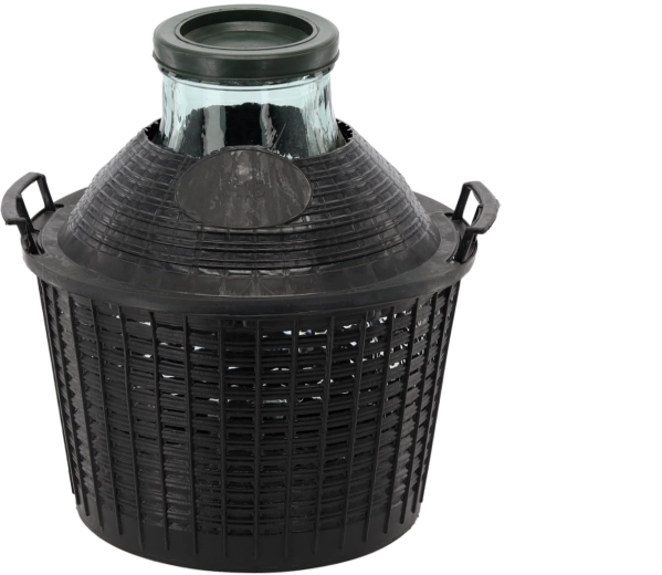 Steklen demižon v plastični košari 15 l s širokim vratom
