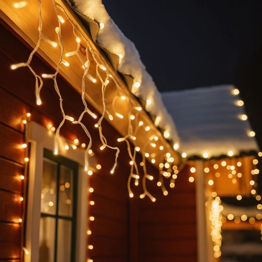 Solight LED Christmas icicle curtain, 120 LEDs, warm white