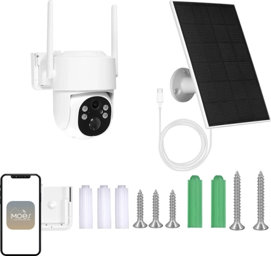 Moes outdoor Wi‑Fi IP camera 4 MP with solar panel and PTZ