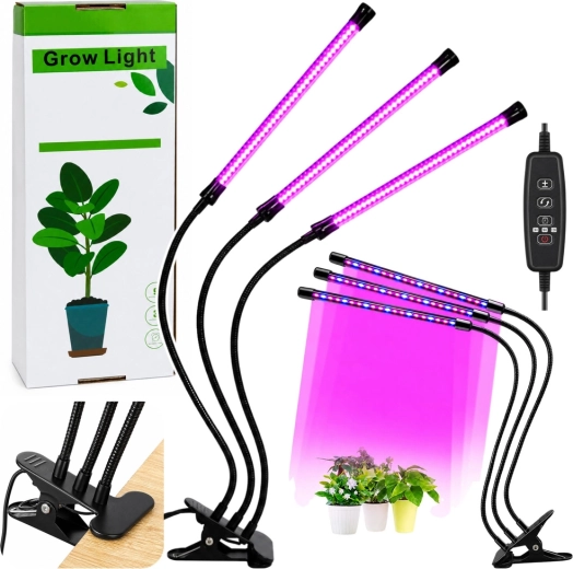 LED rastlinska luč za gojenje 30 W s 3 moduli in sponko