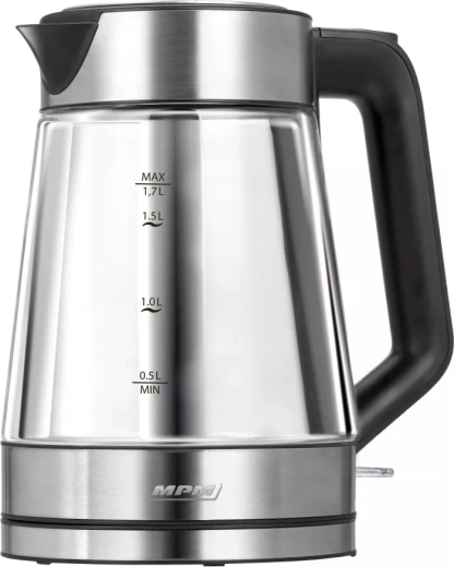 Steklen grelnik vode 1,7 l mcz-122 z modro osvetlitvijo