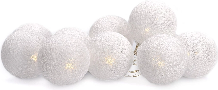 Solight LED Christmas light string with cotton balls, 10 LEDs, 1.5 m, warm white, battery-powered