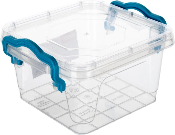Škatla Gema kvadratna 0,4 l s turkiznimi ročaji