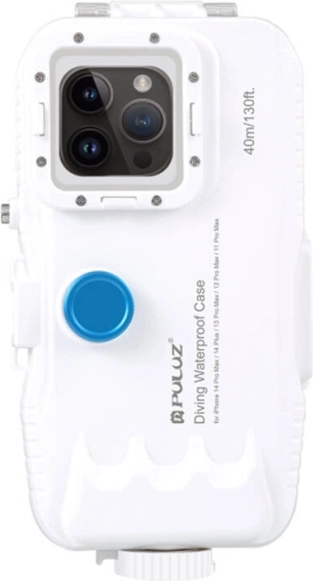 Plastično vodotesno ohišje PULUZ za iPhone 15 Plus, 15 Pro Max, 14 Plus, 14 Pro Max, 13 Pro Max, 12 Pro Max in 11 Pro Max – belo