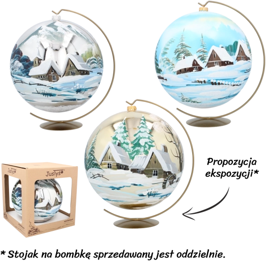 Steklena božična krogla 25 cm z ročno poslikano dekoracijo Chomik