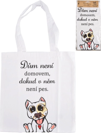 Bombažna torba DOG HOME bela 36 × 40 cm