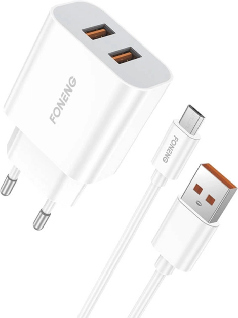 Hitra polnilna naprava FONENG 2× USB 12 W z Micro USB kablom
