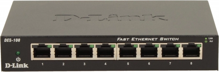 D-Link DES-108 8-vratno stikalo Fast Ethernet v kovinskem ohišju