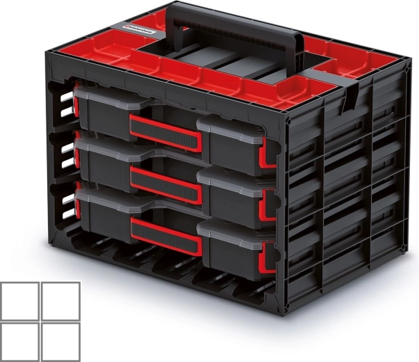 Prenosna omarica s 3 organizatorji za orodje in drobne dele TAGER CASE